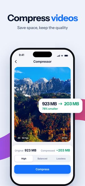 Video compressor showing original and compressed size
